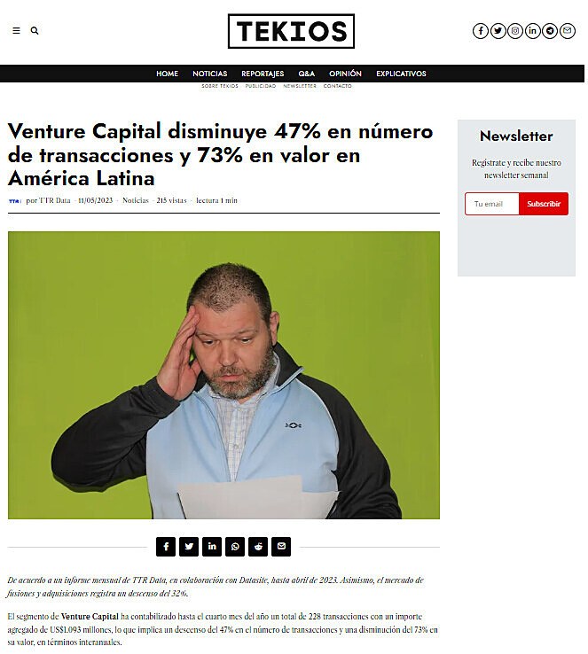 Venture Capital disminuye 47% en nmero de transacciones y 73% en valor en Amrica Latina